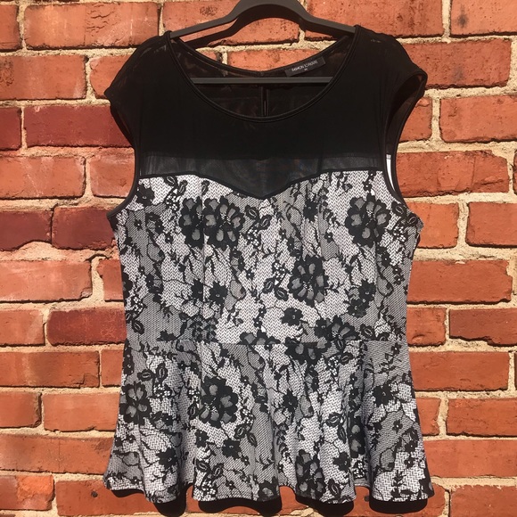Fashion to Figure Tops - Fashion to Figure 3x Lace Patterned Peplum Top